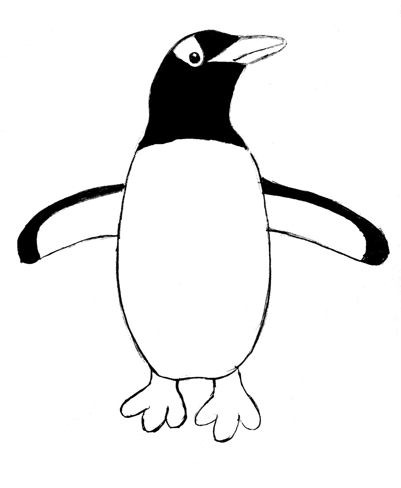 how to draw a step by step penguin