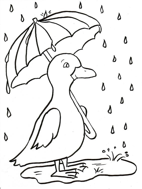 Rainy Day Duckling Coloring Page Art Starts for Kids