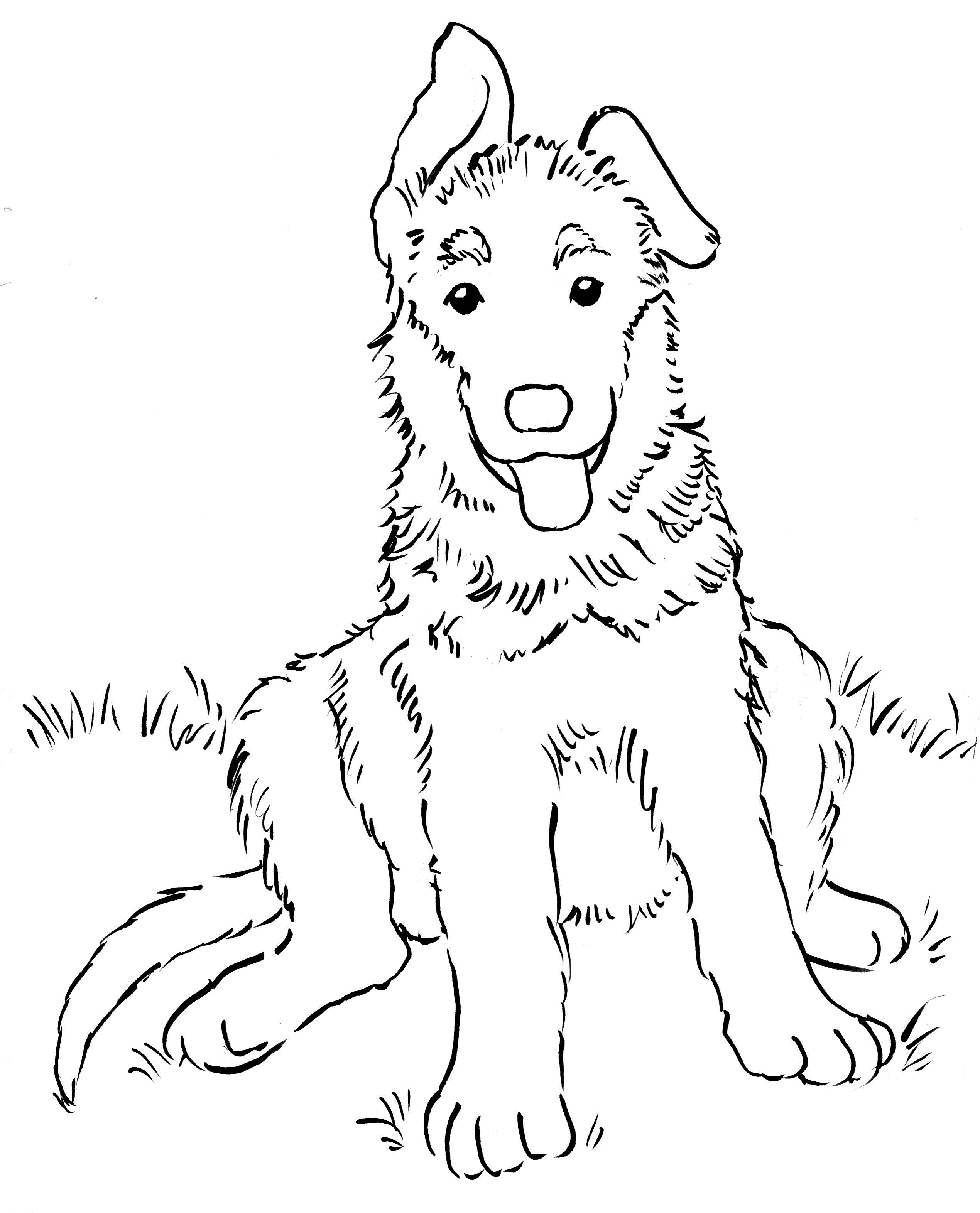 German Shepherd Puppy Coloring Page - Art Starts