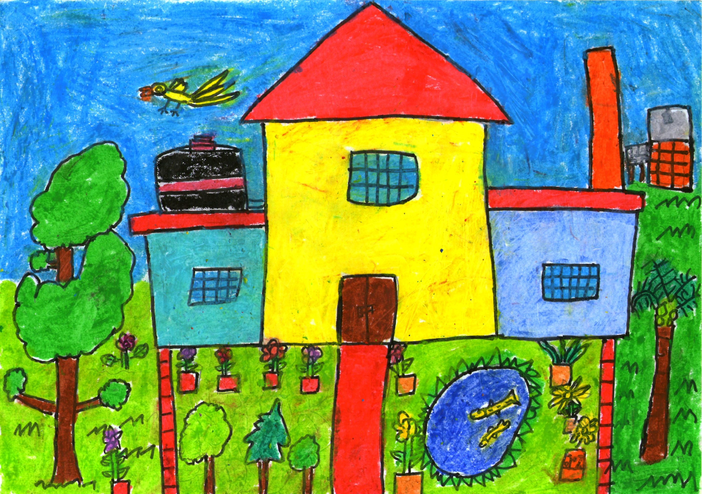 AI Generative hands drawing family and house with coloured pencils.  Creative activity for children. child drawing. 31213606 Stock Photo at  Vecteezy