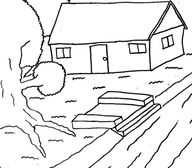 Hand drawn village houses sketch and nature Vector Image