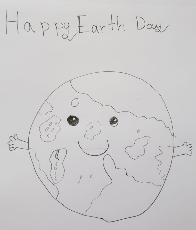 Happy Earth Day Tree Drawing Illustration Word Art 