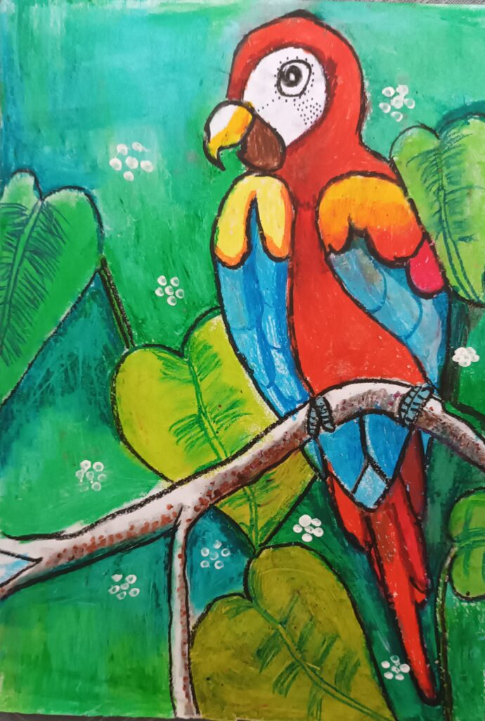 I saw a macaw parrot | Art Starts