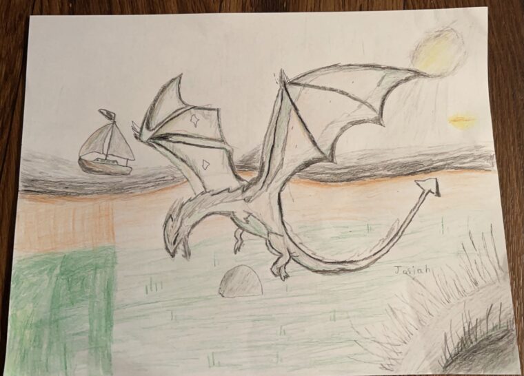 medieval flying dragon drawings